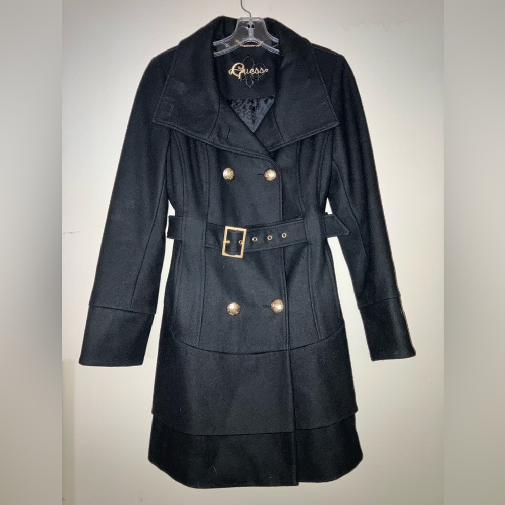 Guess Double-Breast Belted Coat Like New